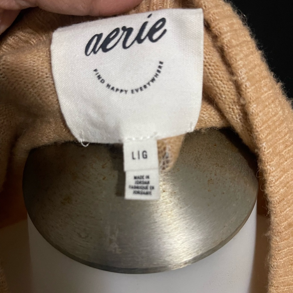 Aerie Light Brown Button-Up Cashmere Cardigan - Picture 3 of 4